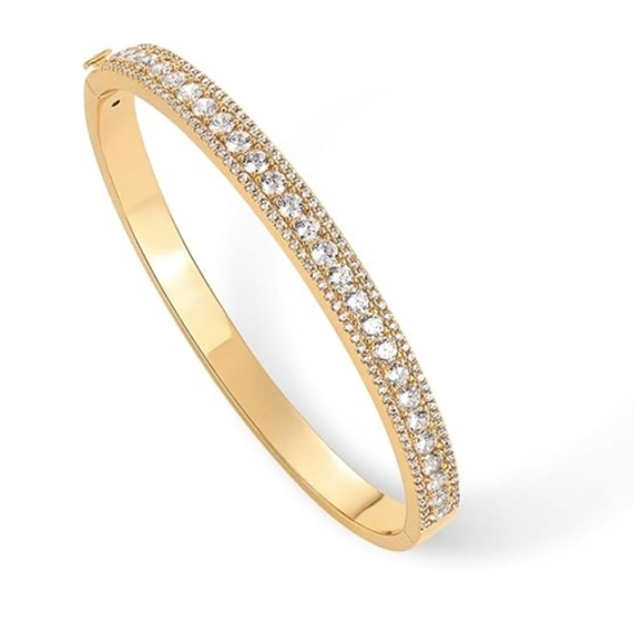 14K Gold Plated CZ Bangle Tennis Classic Love Cuff Bangle Bracelets - Picture 4 of 5